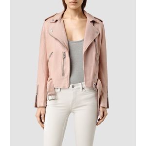 ALLSAINTS Wyatt Leather Biker in Blush Pink